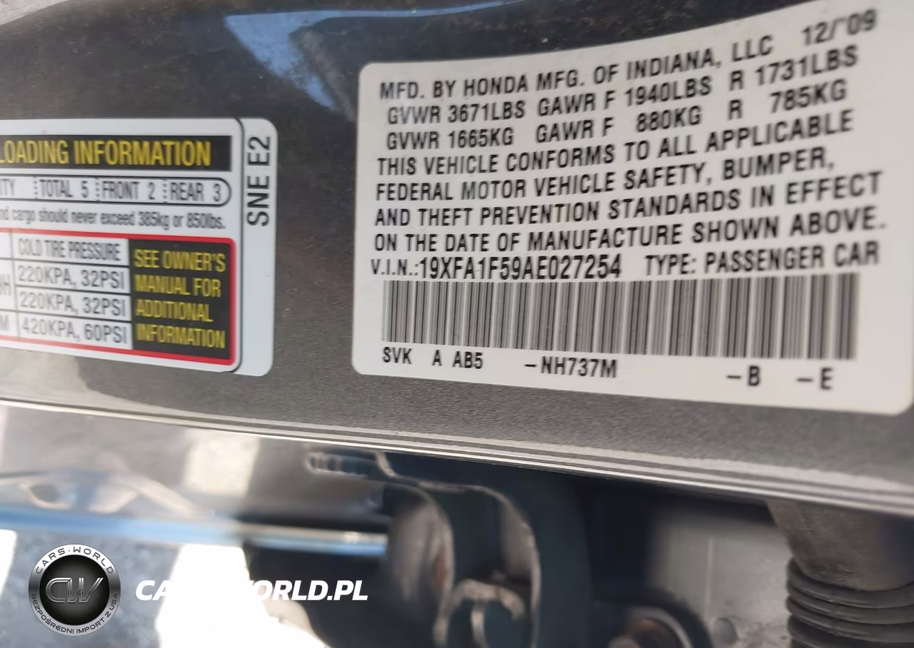 2010 Honda Civic Lx VIN:19XFA1F59AE027254 - 9