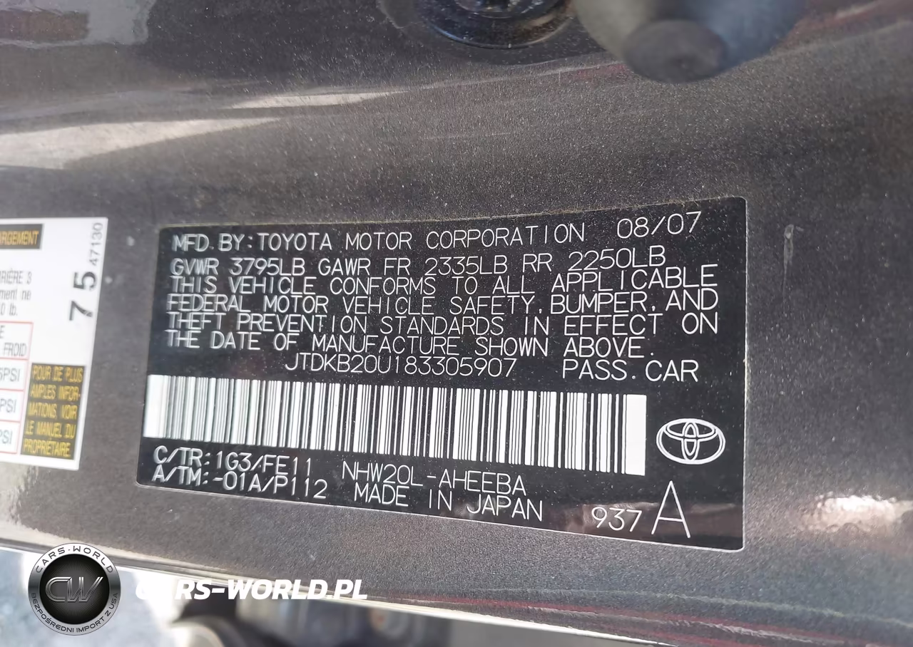 2008 Toyota Prius VIN:JTDKB20U183305907 - 9