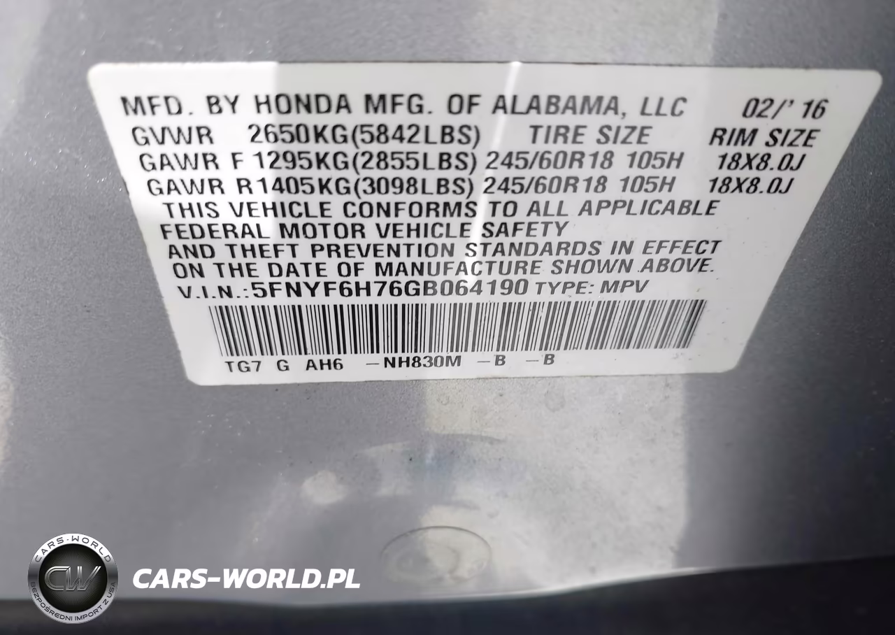 2016 Honda Pilot Ex-L VIN:5FNYF6H76GB064190 - 9