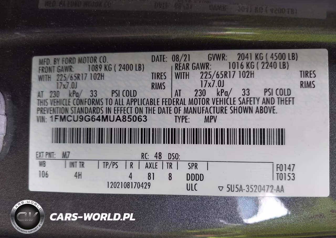 2021 Ford Escape Se VIN:1FMCU9G64MUA85063 - 9