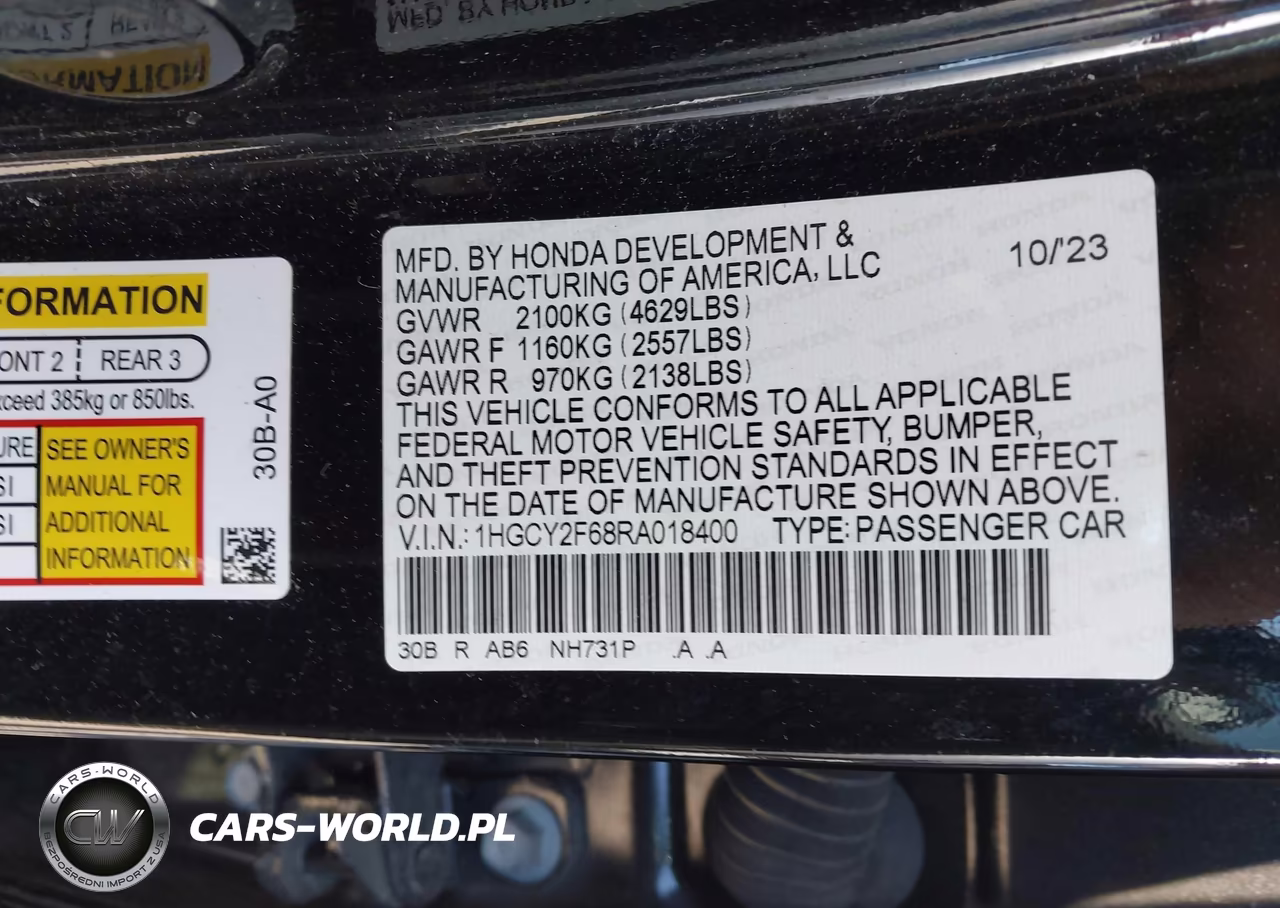 2024 Honda Accord Hybrid Ex-L VIN:1HGCY2F68RA018400 - 9