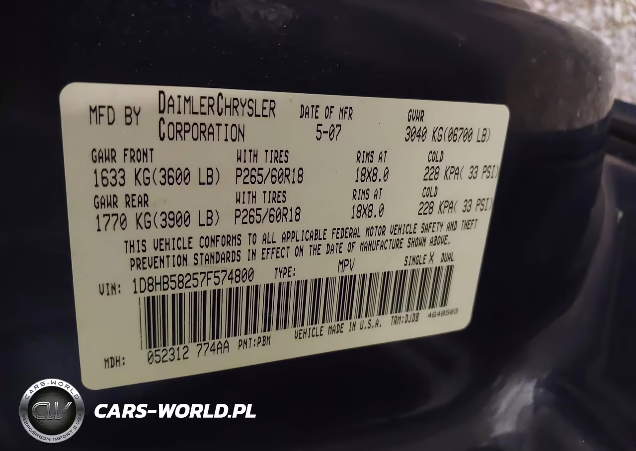 2007 Dodge Durango Limited VIN:1D8HB58257F574800 - 9