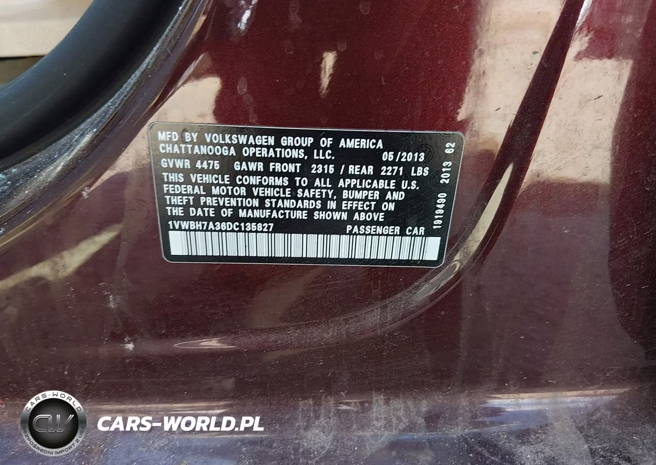 2013 Volkswagen Passat 2.5L Se VIN:1VWBH7A36DC135827 - 9