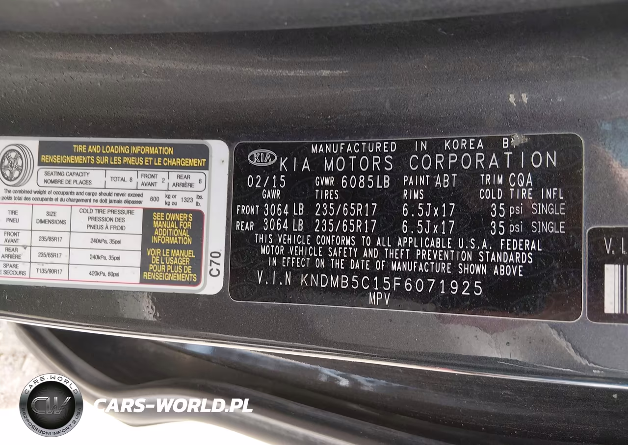 2015 Kia Sedona Lx VIN:KNDMB5C15F6071925 - 9