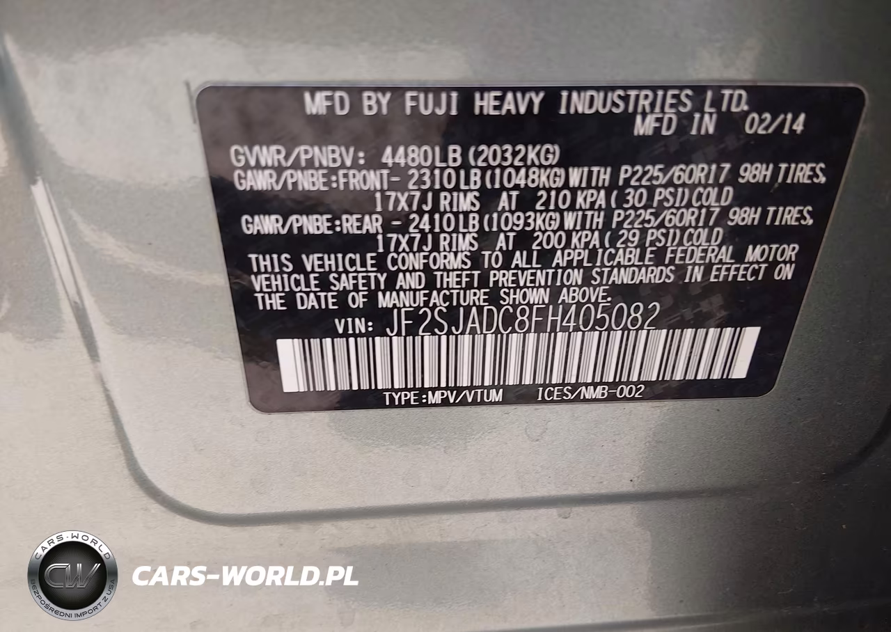 2015 Subaru Forester 2.5I Premium VIN:JF2SJADC8FH405082 - 9