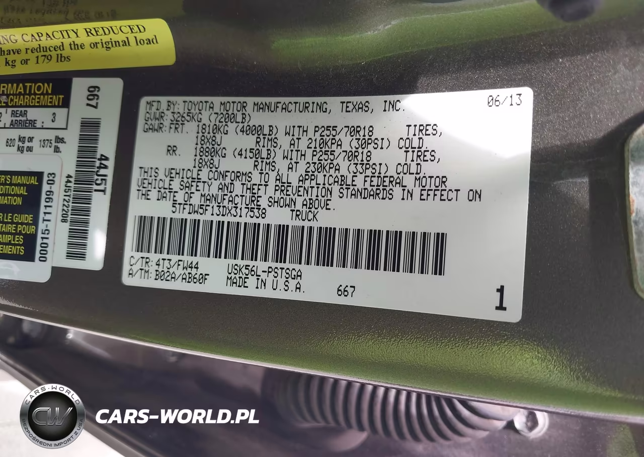 2013 Toyota Tundra Grade 5.7L V8 VIN:5TFDW5F13DX317538 - 9