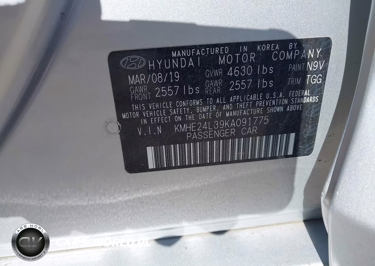 2019 Hyundai Sonata Hybrid Se VIN:KMHE24L39KA091775 - 9