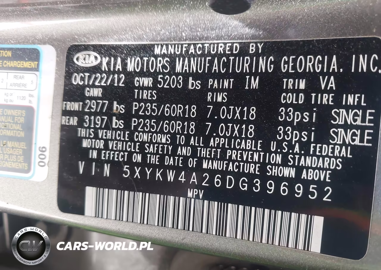 2013 Kia Sorento Sx VIN:5XYKW4A26DG396952 - 9
