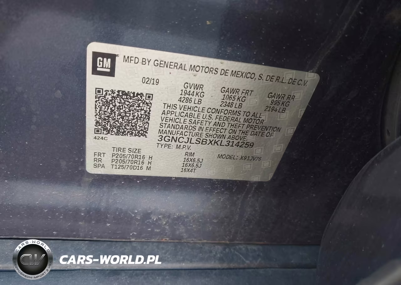 2019 Chevrolet Trax Lt VIN:3GNCJLSBXKL314259 - 9
