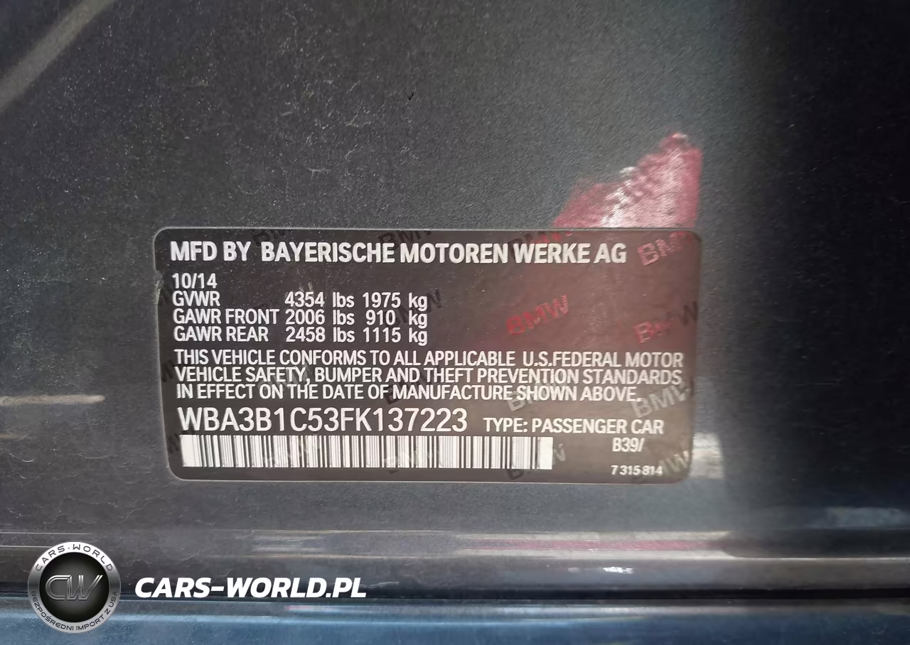 2015 BMW 320I VIN:WBA3B1C53FK137223 - 9
