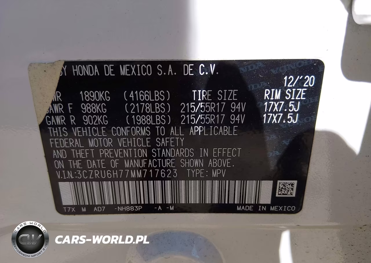 2021 Honda Hr-V Awd Ex-L VIN:3CZRU6H77MM717623 - 9