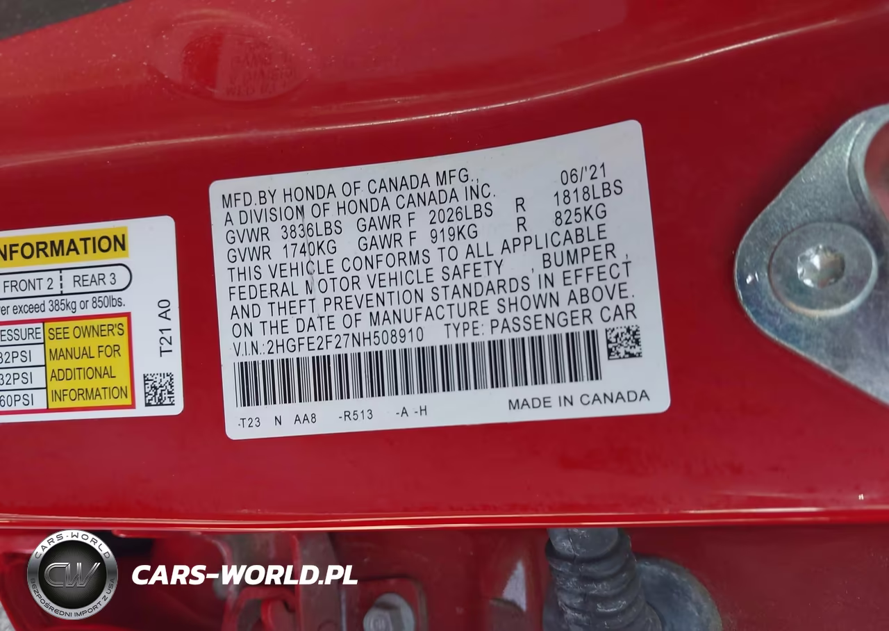 2022 Honda Civic Lx VIN:2HGFE2F27NH508910 - 9