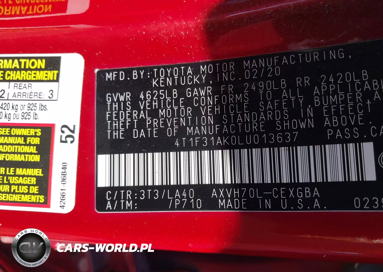 2020 Toyota Camry Xle Hybrid VIN:4T1F31AK0LU013637 - 9