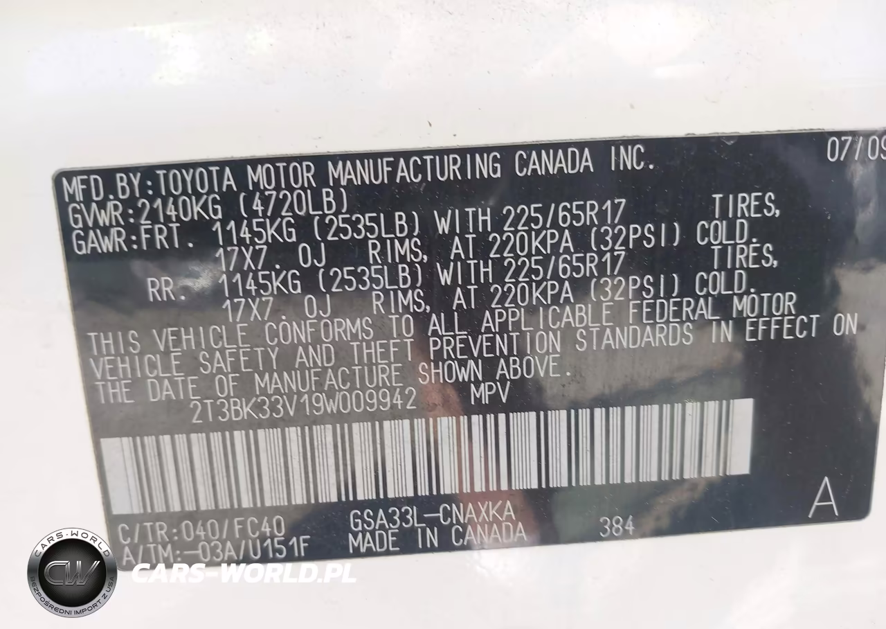 2009 Toyota Rav4 Base V6 VIN:2T3BK33V19W009942 - 9
