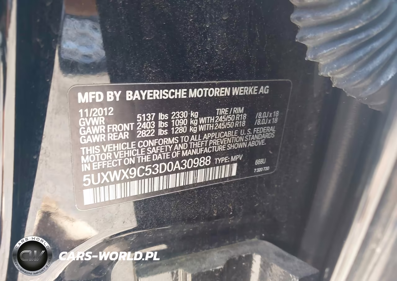 2013 BMW X3 xDrive28I VIN:5UXWX9C53D0A30988 - 9