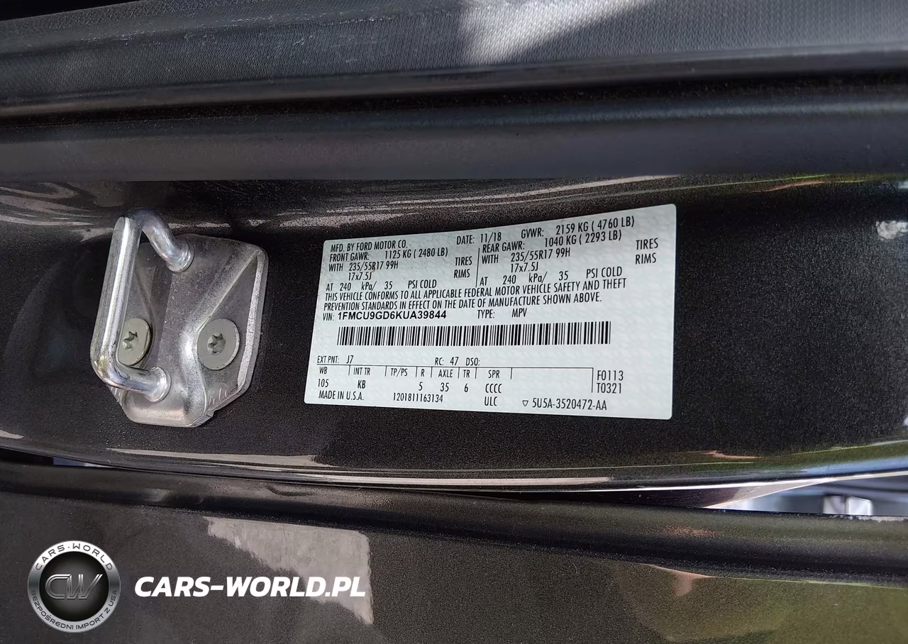 2019 Ford Escape Se VIN:1FMCU9GD6KUA39844 - 9