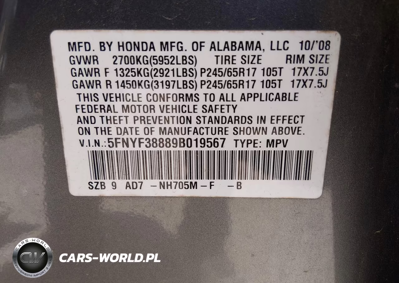 2009 Honda Pilot Touring VIN:5FNYF38889B019567 - 9