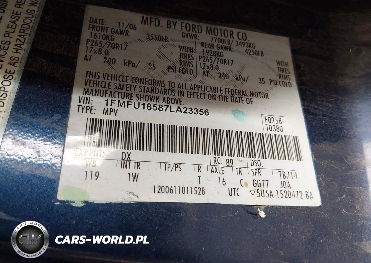 2007 Ford Expedition Eddie Bauer VIN:1FMFU18587LA23356 - 9