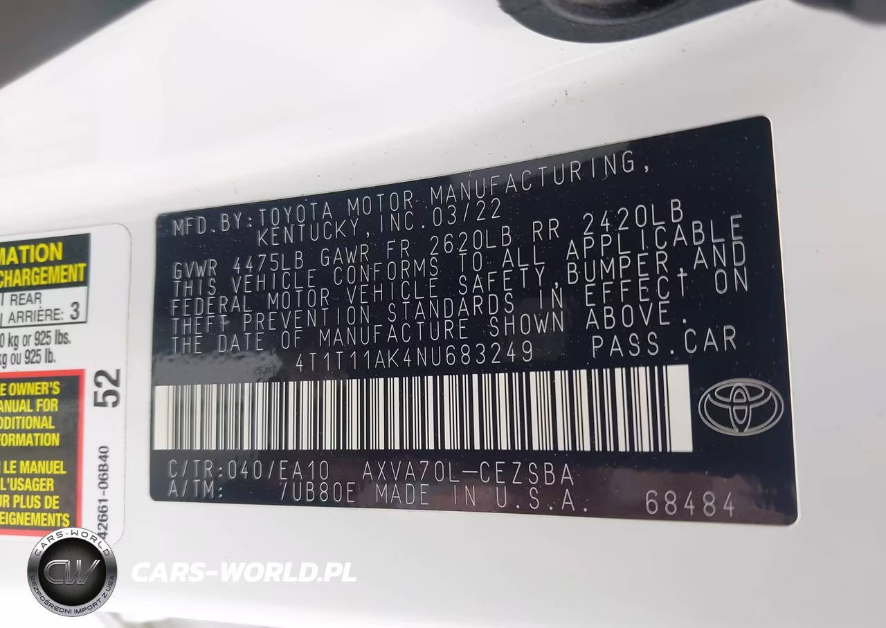 2022 Toyota Camry Se VIN:4T1T11AK4NU683249 - 9