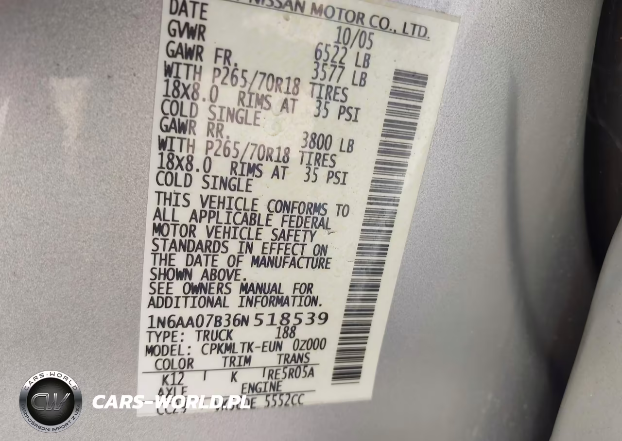 2006 Nissan Titan Se VIN:1N6AA07B36N518539 - 9