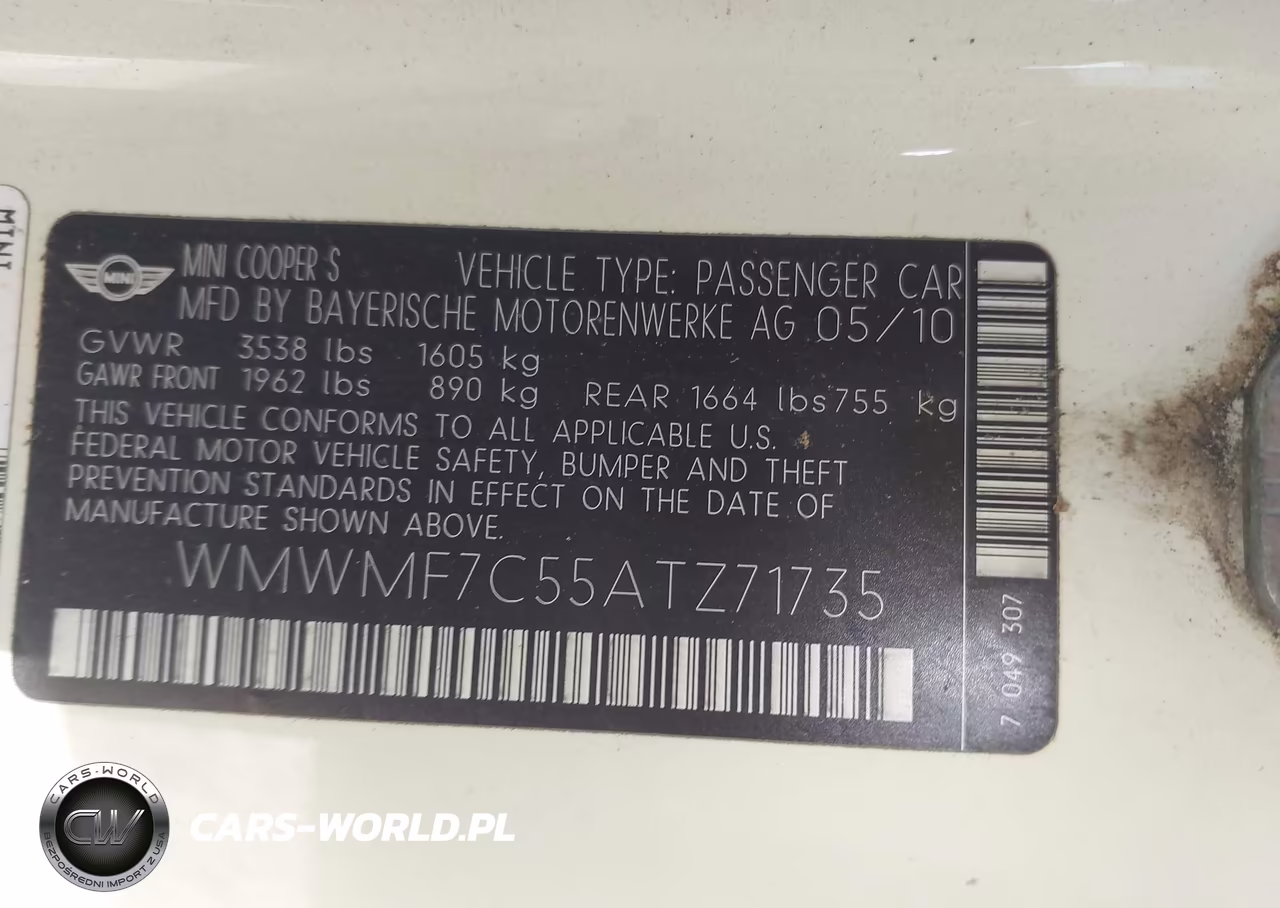 2010 Mini Cooper S VIN:WMWMF7C55ATZ71735 - 9