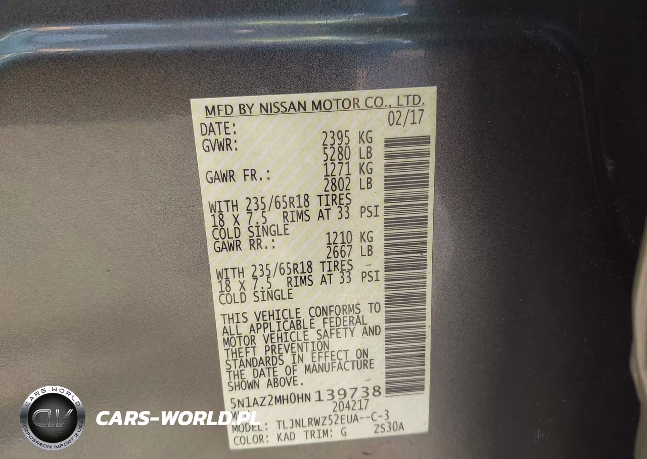 2017 Nissan Murano Sl VIN:5N1AZ2MH0HN139738 - 9