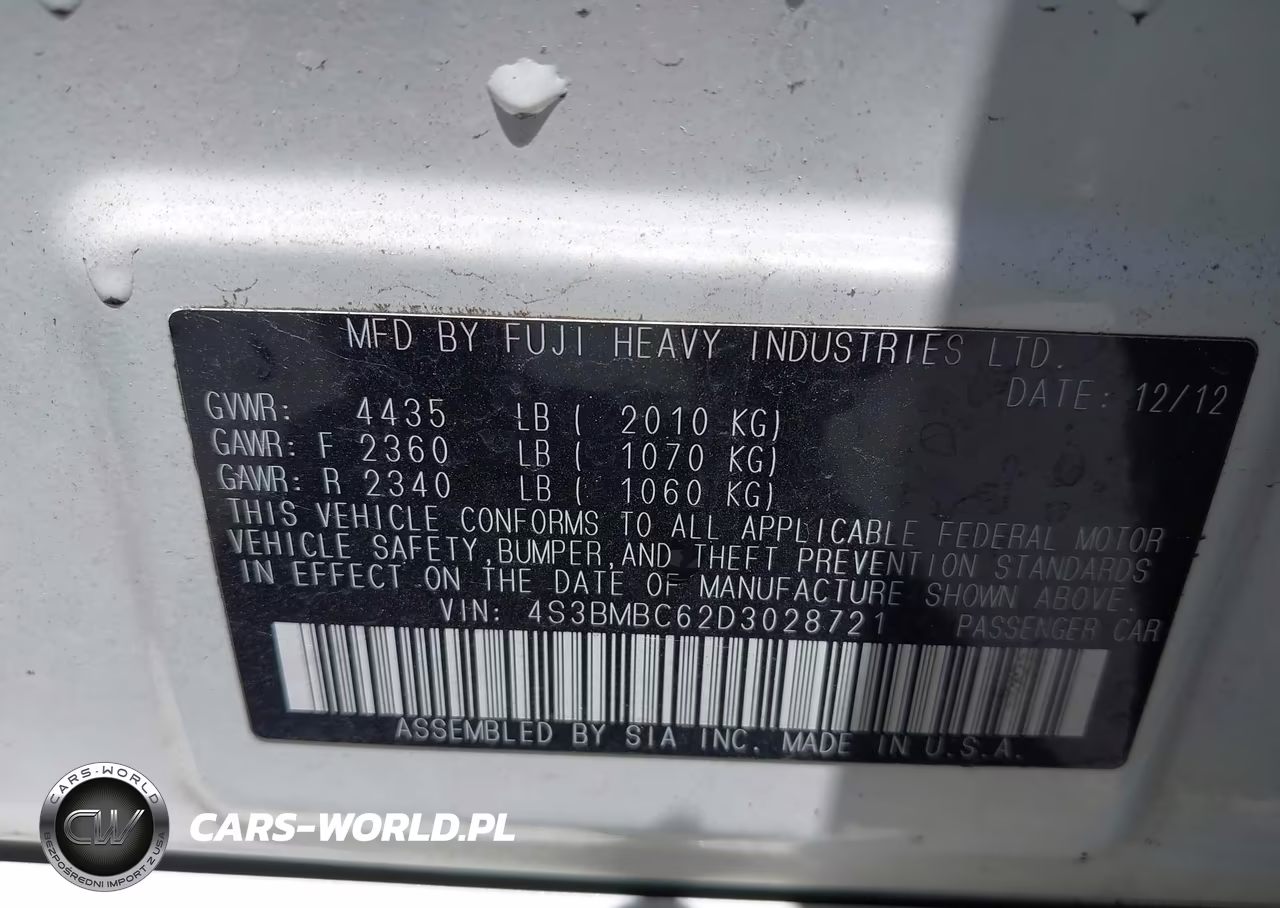 2013 Subaru Legacy 2.5I Premium VIN:4S3BMBC62D3028721 - 9