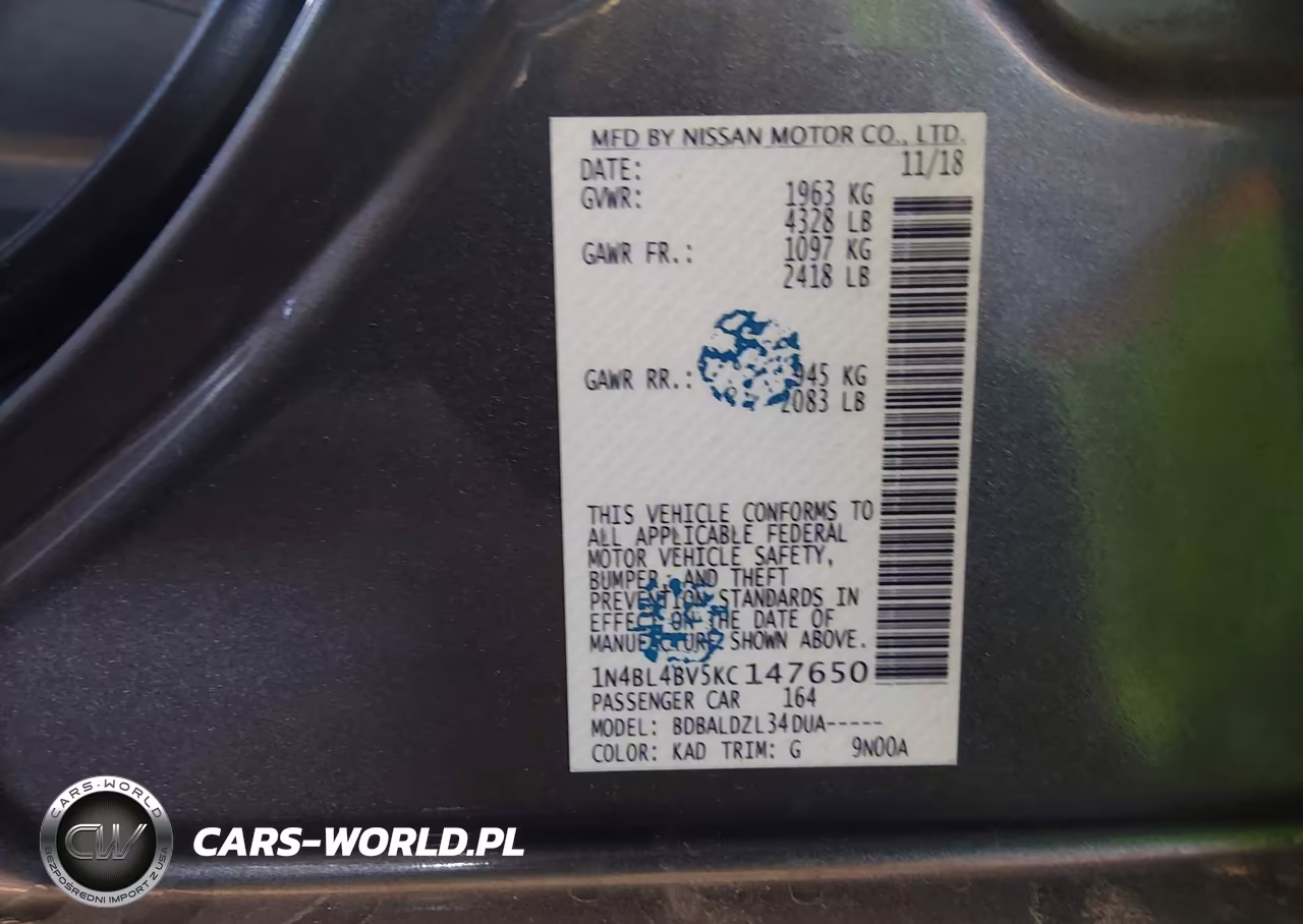 2019 Nissan Altima 2.5 S VIN:1N4BL4BV5KC147650 - 9