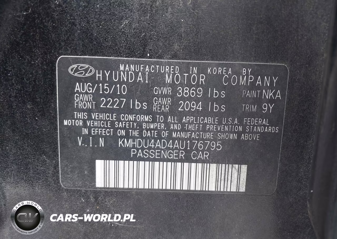 2010 Hyundai Elantra Gls VIN:KMHDU4AD4AU176795 - 9