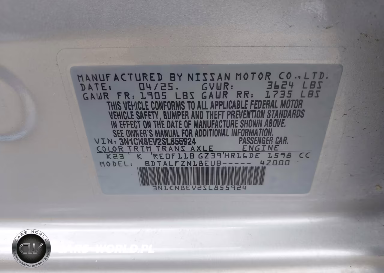 2025 Nissan Versa 1.6 Sv VIN:3N1CN8EV2SL855924 - 9