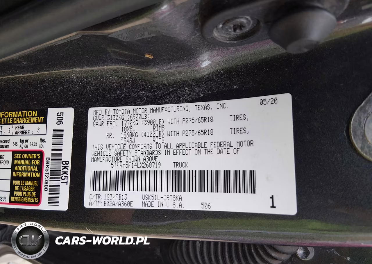 2020 Toyota Tundra Sr5 VIN:5TFRY5F14LX268719 - 9