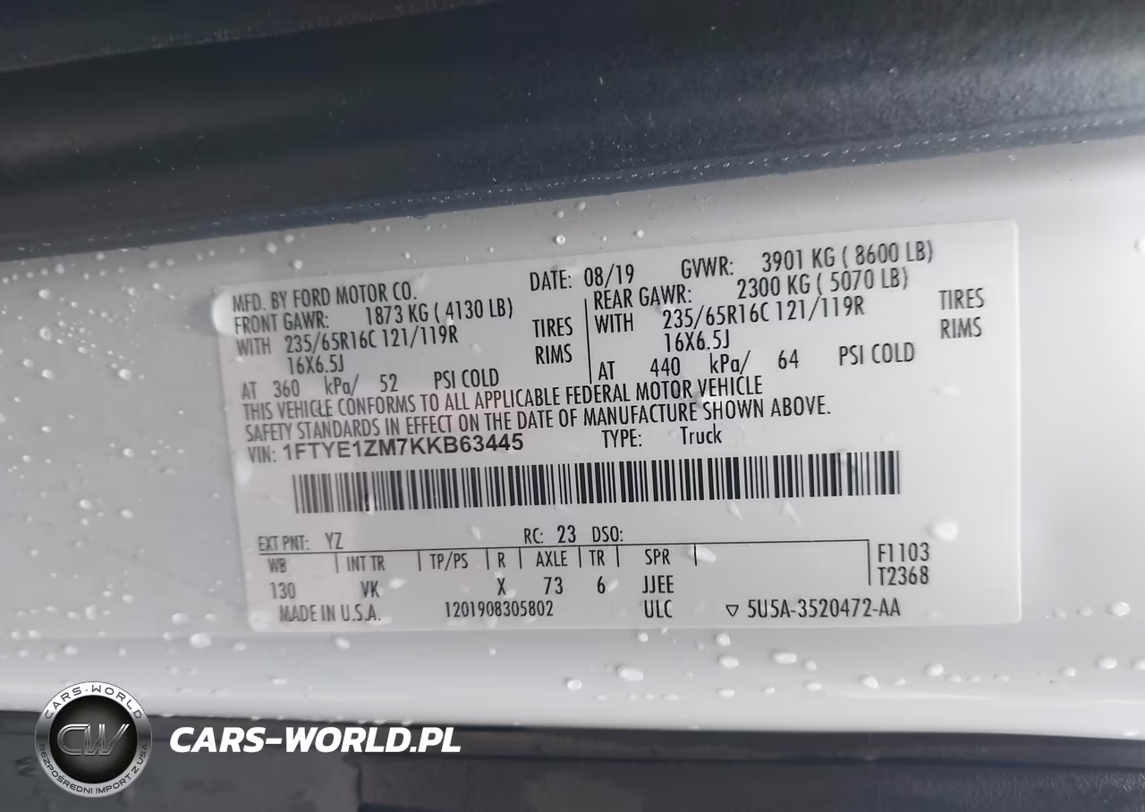 2019 Ford Transit-150 VIN:1FTYE1ZM7KKB63445 - 9