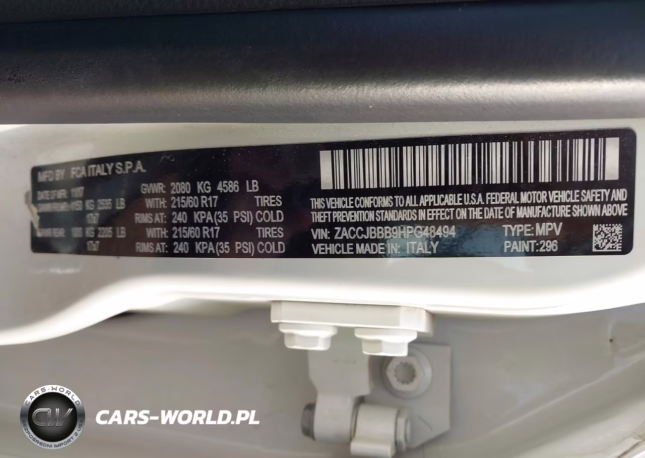 2017 Jeep Renegade Latitude 4X4 VIN:ZACCJBBB9HPG48494 - 9