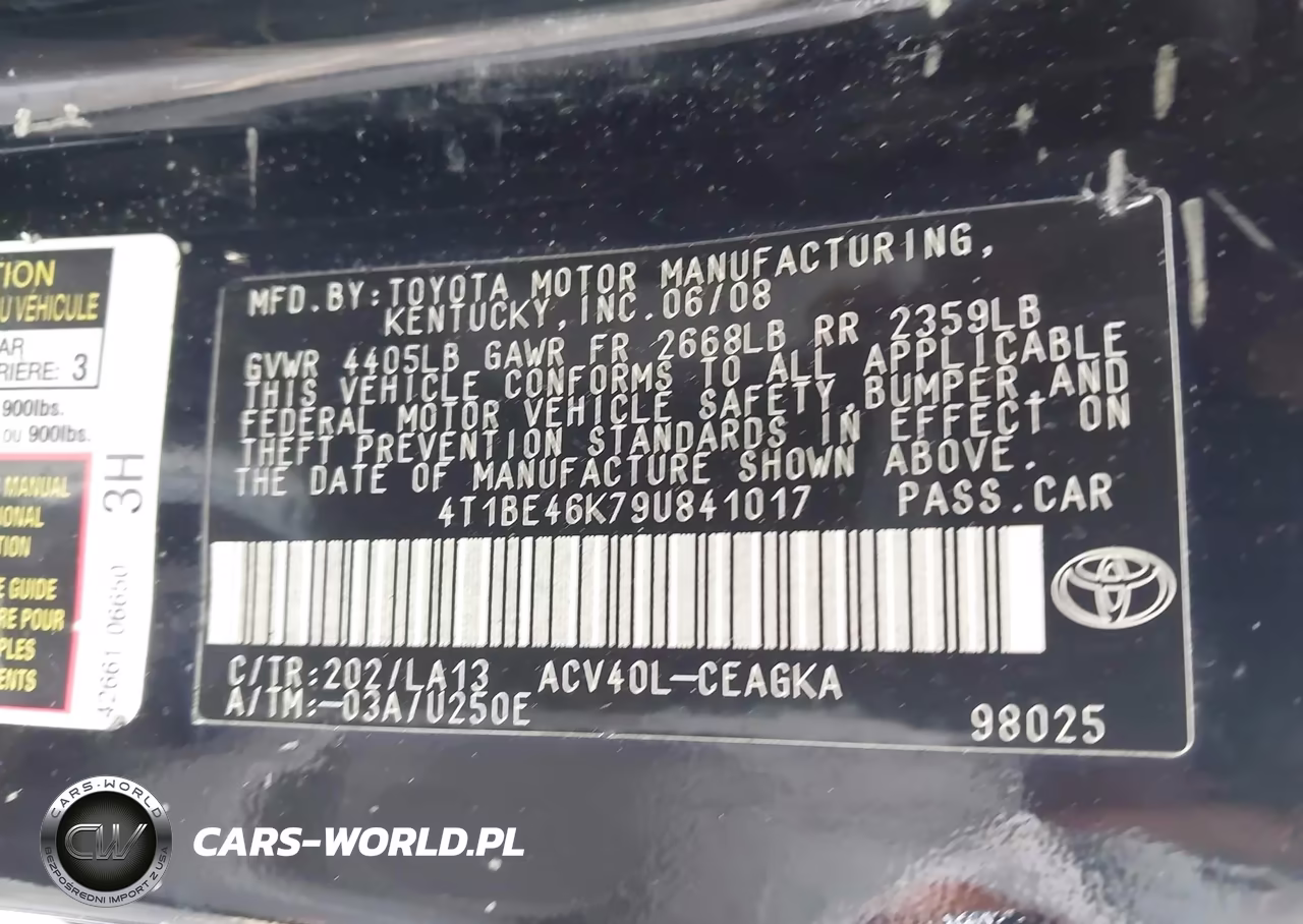 2009 Toyota Camry Xle VIN:4T1BE46K79U841017 - 9
