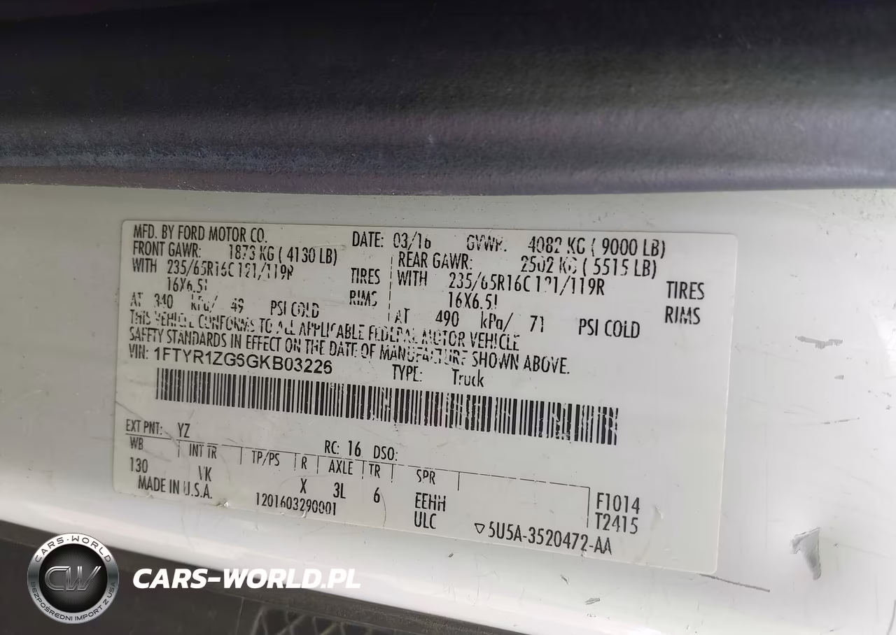 2016 Ford Transit-250 VIN:1FTYR1ZG6GKB03226 - 9