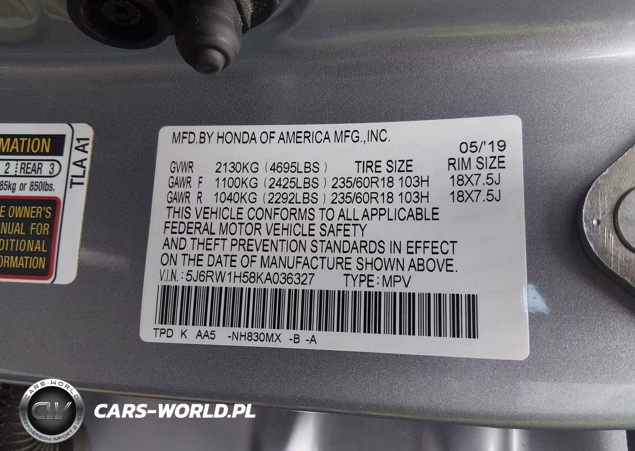 2019 Honda Cr-V Ex VIN:5J6RW1H58KA036327 - 9