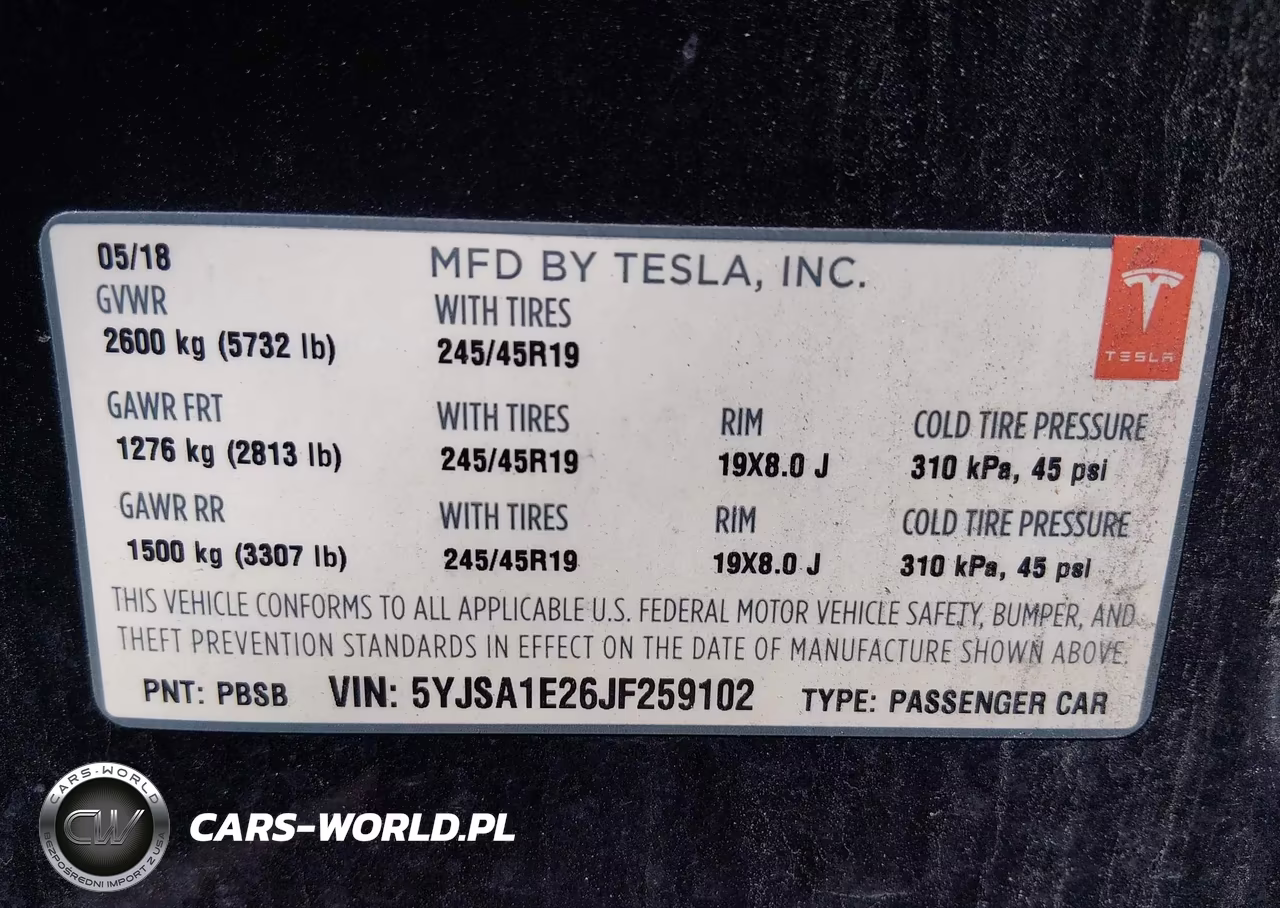 2018 Tesla Model S 100D-75D-P100D VIN:5YJSA1E26JF259102 - 9