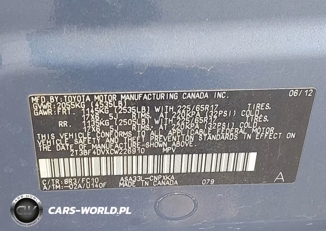 2012 Toyota Rav4 VIN:2T3BF4DVXCW226910 - 9