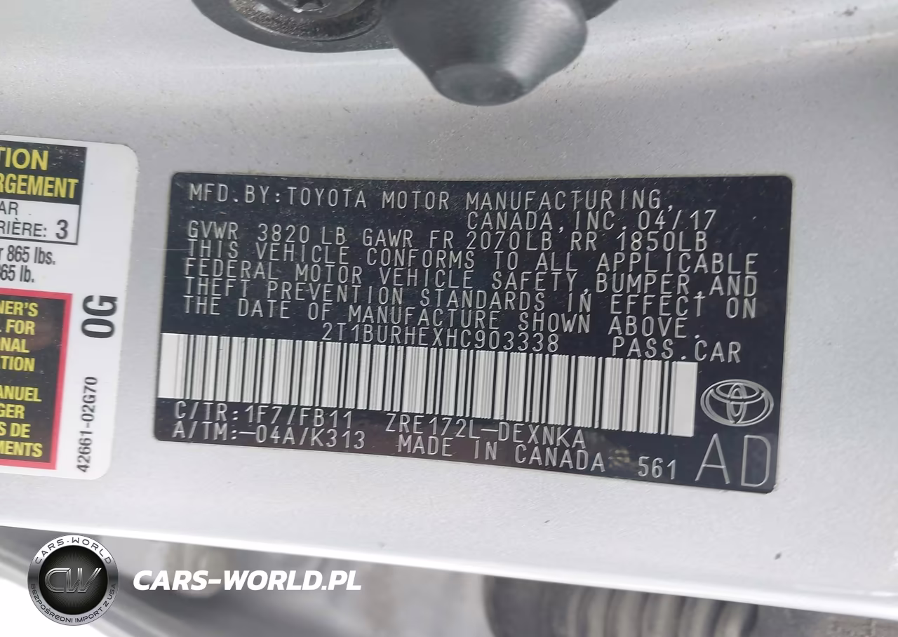 2017 Toyota Corolla Le VIN:2T1BURHEXHC903338 - 9