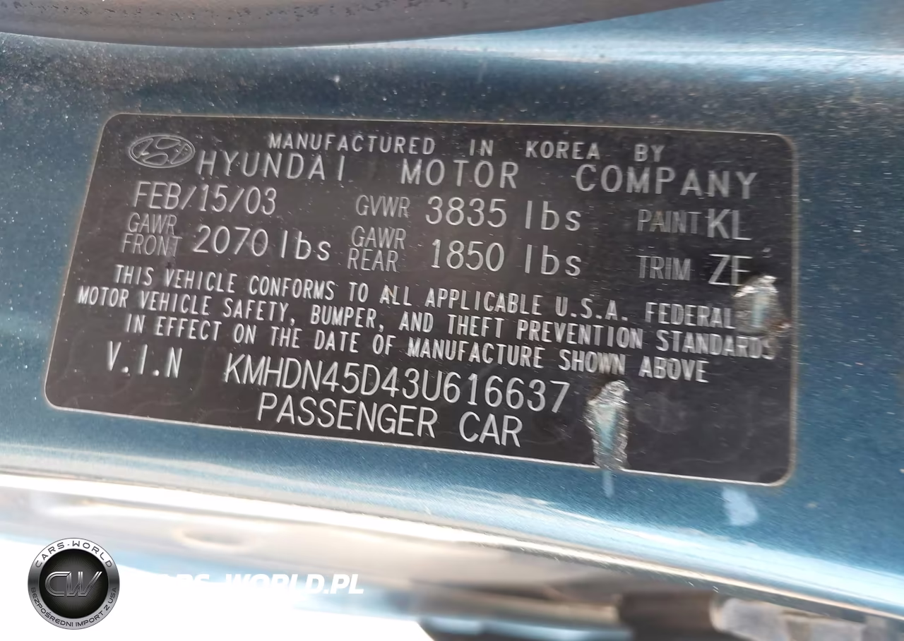 2003 Hyundai Elantra Gls-Gt VIN:KMHDN45D43U616637 - 9