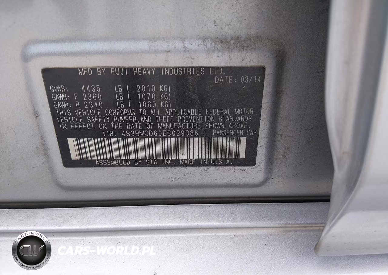 2014 Subaru Legacy 2.5I Premium VIN:4S3BMCD60E3029386 - 9