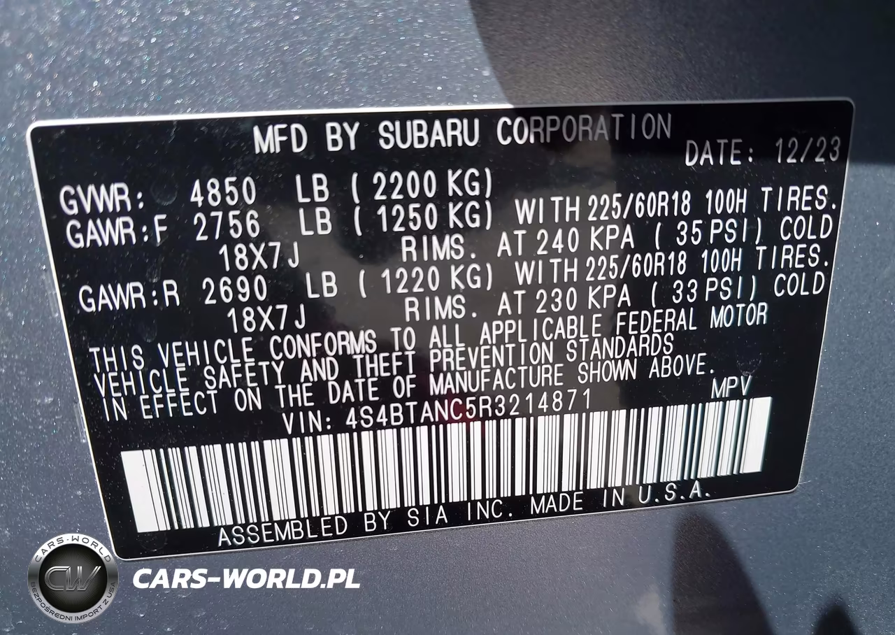 2024 Subaru Outback Limited VIN:4S4BTANC5R3214871 - 9