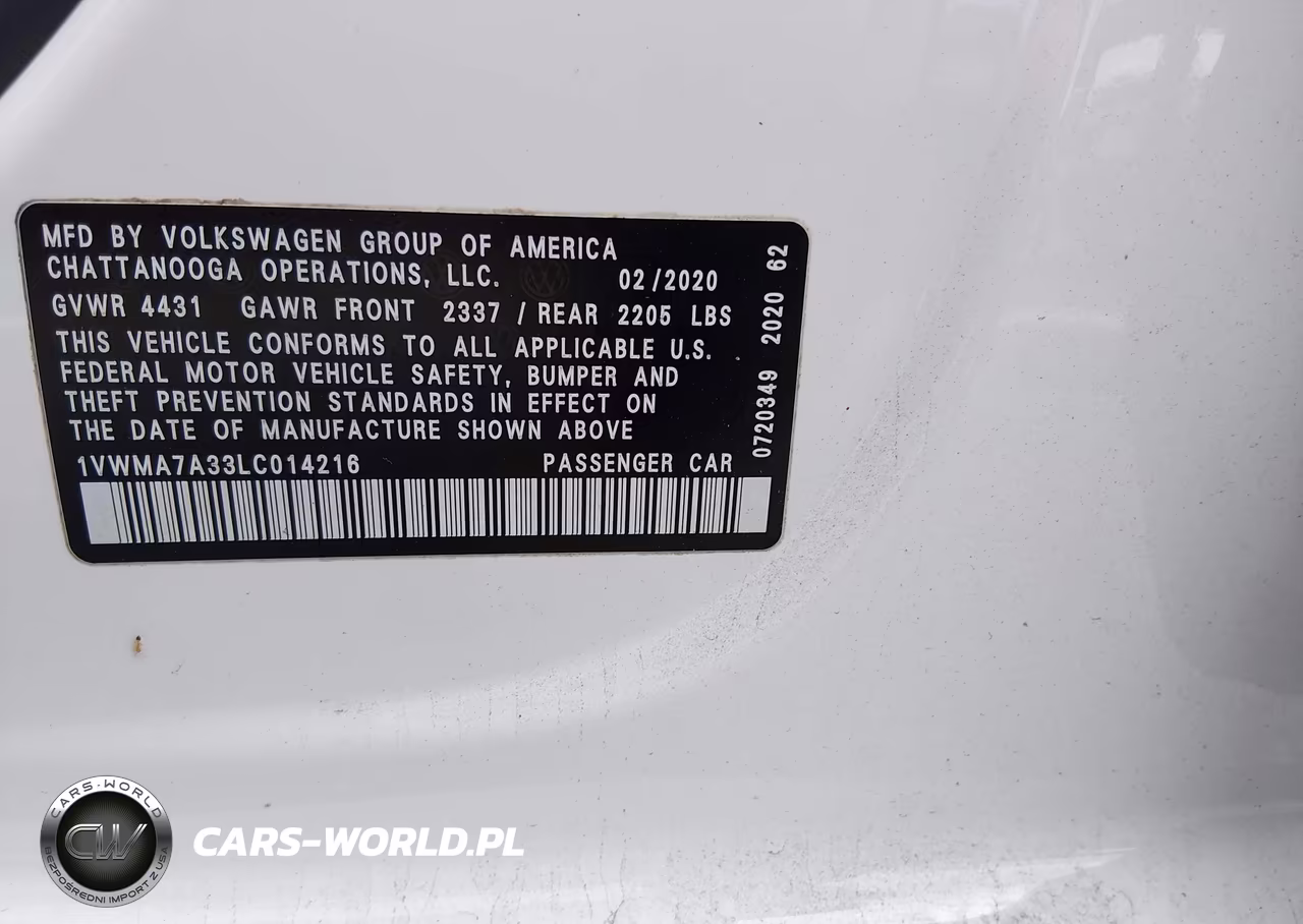 2020 Volkswagen Passat 2.0T R-Line VIN:1VWMA7A33LC014216 - 9