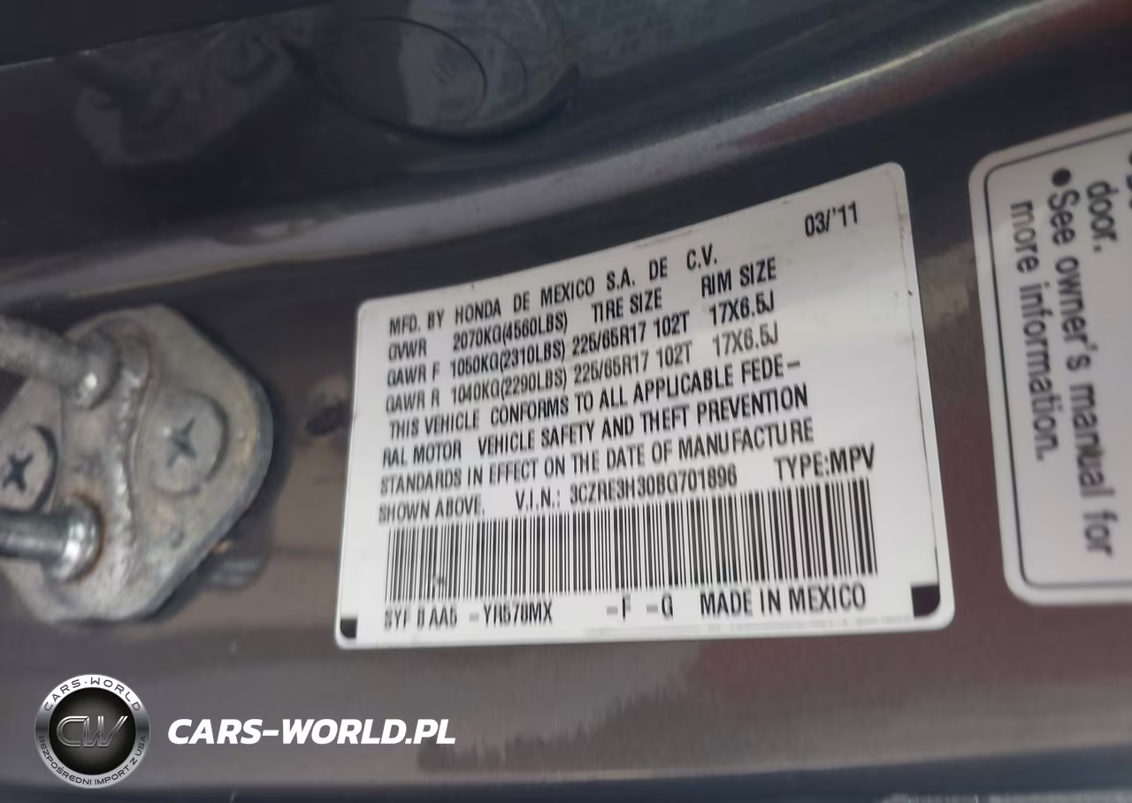 2011 Honda Cr-V Lx VIN:3CZRE3H30BG701896 - 9