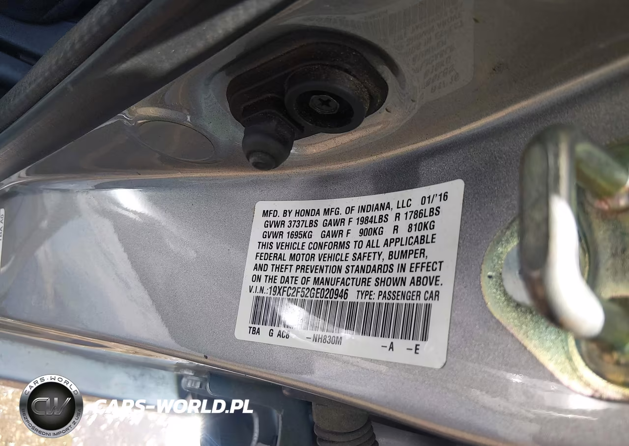 2016 Honda Civic Lx VIN:19XFC2F52GE020946 - 9