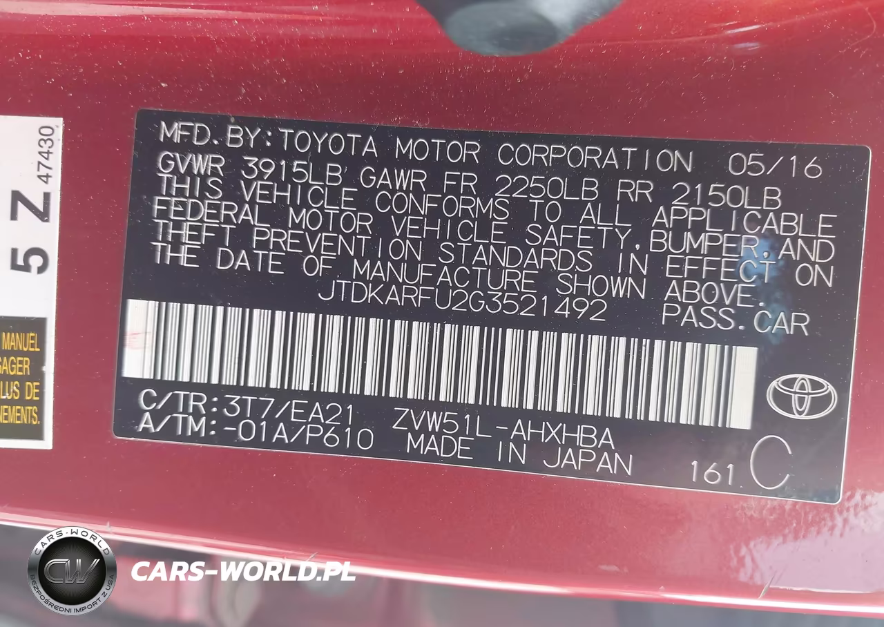 2016 Toyota Prius Three Touring VIN:JTDKARFU2G3521492 - 9