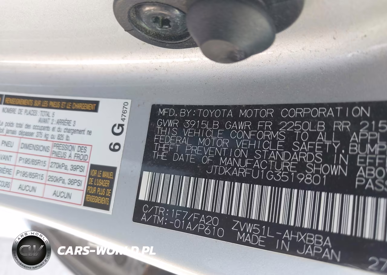 2016 Toyota Prius Two Eco VIN:JTDKARFU1G3519801 - 9