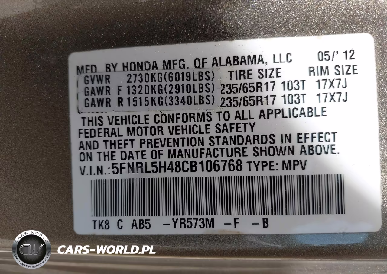 2012 Honda Odyssey Ex VIN:5FNRL5H48CB106768 - 9