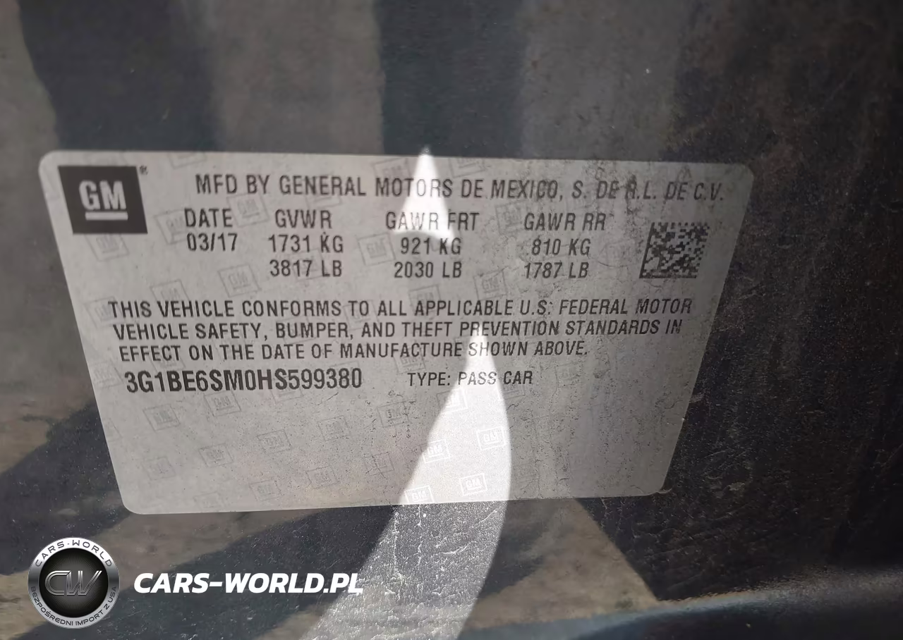 2017 Chevrolet Cruze Lt Auto VIN:3G1BE6SM0HS599380 - 9