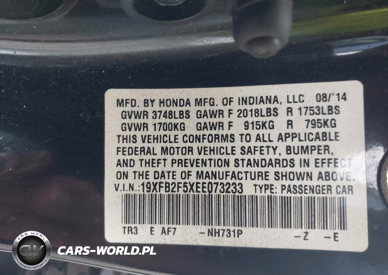 2014 Honda Civic Lx VIN:19XFB2F5XEE073233 - 9